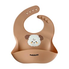 마롤로뜨 실리콘 아기 턱받이 실리콘빕 똑딱이 유아 자기주도 이유식 아기식판, 1개, 1개입, 오렌지 마뭉이