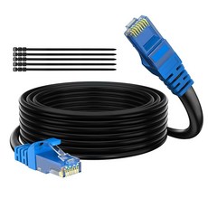 ADOREDEN CAT 6 야외 이더넷 케이블 25피트 블랙 고속 헤비 듀티 롱 인터넷 네트워크 POE 카메라 5 5E RJ45 LAN 패치 코드 튼튼한 방수 직매장 +25 타이, 40FT, Green