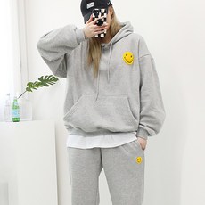 Queen Bee Shop Happy Buckle Sweat Setup (raised ver.) // Jogger Raised Puffy Sweatshirt Set Sweatshirt Big Size Oversized Oversize Loose Fit