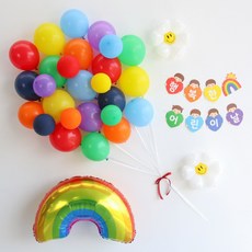 이벤트홀릭 열기구 풍선 생일파티용품세트 포토존 어린이날 장식, 1개, 3.레인보우(어린이날)