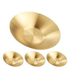 DZAT 스텐 파스타 접시/그릇/플레이트 슈트, 금빛, 25cm, 4개