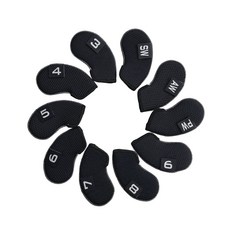 i-Style居家 高爾夫潛水布壓紋數字標籤鐵桿套, 黑色 (3-9 PSA 共10入), 1套