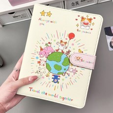 臺灣出貨-小衆女孩動物便攜式收納卡冊明星高顏值小卡pu皮質a5四宮格活頁本, RR0873動物地球【相冊】,【無內頁】