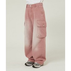 [와이케이] 파라슈트 카고 워시드 데님 팬츠 더스트핑크