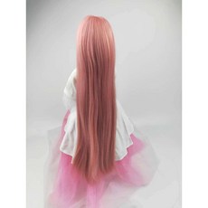 臺灣熱銷 3/1 bjd假髮夜蘿莉娃娃假髮頭套 sd球型公仔頭套高溫絲編髮加厚毛, 粉色齊劉海直髮, 1個