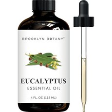 Brooklyn Botany 브루클린 보태니 레몬 에센셜 오일 대용량 4플로스 100% 순수 자연산 프리미엄 등급 드로퍼 포함 아로마테라피 및 디퓨저용, 유칼립투스, 4 플로리다 온스 (1개 팩)