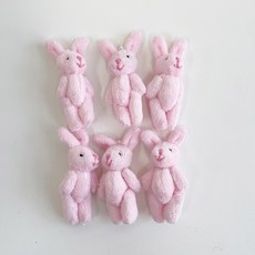 토끼 인형 부자재 8cm 키링 악세사리 재료, 5개, 핑크