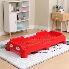 【可開發票】 幼兒園床午睡床塑料床託管班小學生兒童幼兒專用午休疊疊床單人床 兒童床 兒童午睡床 E5OS, （加厚款）紅色138*60*20