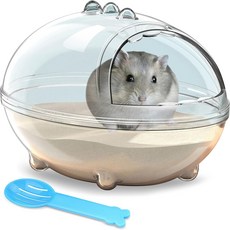 LAZYZal 햄스터 욕실 욕조 상자 햄스터용 먼지 목욕 모래 목욕 용기 그릇 액세서리용 투명 변기 (S), S 5.3*3.8*3.3 inch, 1개