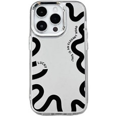 영스피플 블랙 웨이브 미러 아이폰 케이스 TPU 귀여운 심플 12 13 14 15 16 플러스 프로맥스