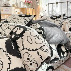 무인양품 순면 이불 커버 150x200 싱글 침대용 겨울 침구, 블랙 콜 볼