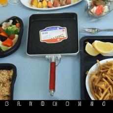 대형 알루미늄 사각팬 프라이팬 계란후라이 나무손잡이 부침개 계란말이 업소용