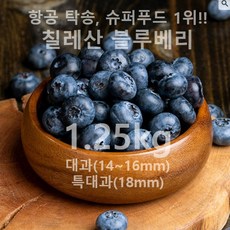 [전국 도전!] 생블루베리 칠레산(15mm/18mm/20mm 개당 125g) 냉동제품 소과 비교불가!, 1세트, (총 1250g) 대과 14~16mm(125gx10개)