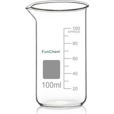 펀켐 유리 비커 1팩 고보로실리케이트 등급의 톨 주입 스파우트 랩 100ml, 1000 ml, 1개