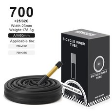 라이더레이스 자전거 이너튜브 700C 18 23 25 28 32 35 43C 로드 사이클링 타이어 48/60mm AV F/V 슈레더 프레스타 밸브 부틸 고무, [06] 25 32C AV 60MM