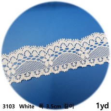 dklace 스판레이스모음 / 레이스 3103 폭 3.5cm 자가드, 화이트, 1개