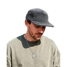 Clakllie 5 패널 코듀로이 야구 모자 남성용 여성용 부드럽고 평평한 챙 트럭 운전사 조절 가능한 힙합 야외 여행용 S-d5ph04-그레이 단일 사이즈 130189