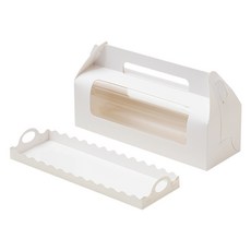 DD 양면 투명창 손잡이 디저트상자, 10개, 화이트 2호