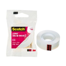3M 크리스탈 투명 테이프 CC1220R 리필 12mm x 20m OPP 투명 테이프 1인치 코어, 1개