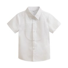 達通-現貨 女童百頁襯衫 男童短袖白襯衫 夏季薄款透氣百褶白襯衣