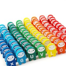 귀여운 알파벳 도미노 게임 놀이 원목 블록 쌓기 104P cof*466ZP, free