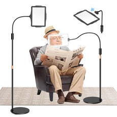 조명 스탠드 포함 바닥 확대경 48LED 핸즈프리 램프 보석 수리 DIY 2in1 대형 조명 돋보기, floor magnifying glass