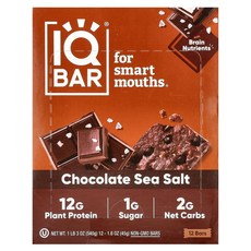 아이허브 플랜트 프로틴바 초콜릿 씨솔트 바 12개 각 45g (1.6oz), IQB55407, 1개