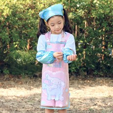 시나모롤 반투명 앞치마세트 유니콘하트 반투명 앞치마 토시 두건, 블루