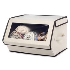 쌓을 수 있는 윈도우 박스 보관함 정리함 크로스해치 그레이 (6283-7045) 128737, 패션 캔버스
