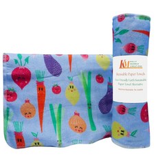 Kelly Murray Creations 재사용 가능한 페이퍼 타월 | 25.4 x 25.4cm(10 x 10인치) 면 타월 | 롤 10팩 | 주방 용품 프린트 | 친환경 세, 채소