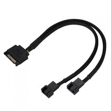 SATA 전원 to 팬 2분배 케이블 - 12V - 3핀/4핀 팬 커넥터 호환 - 슬리빙 연장 확장선 27cm, 1개