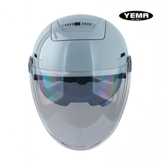 YEMA 예마 YM370 반모 헬멧 경량 오토바이 헬멧, 프로스티실버