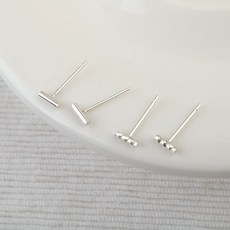 싼비즈 [8-644-07]순은귀걸이 일자바 물결바 포스트 1.5x5mm 실버925 고무클러치 1쌍(2개)