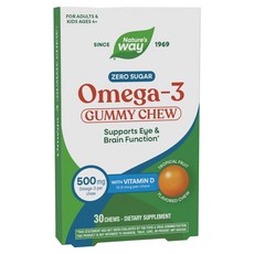 네이쳐스웨이 오메가-3 500mg 트로피컬 프루트 플레이버드 구미 츄, 1개, 30정