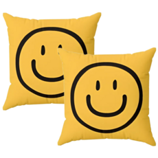 스마일 쇼파 쿠션 커버 45x45, T2762 옐로우스마일, 2개