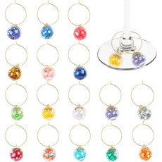 CCINEE 16 PCS 와인 참마커 유리잔 와인 시음회 재사용 가능한 열쇠고리 음료 마커 귀걸이 홀리데이 파티 장식, CCINEE 16 PCS 와인 참마커 유리잔 와인 시음