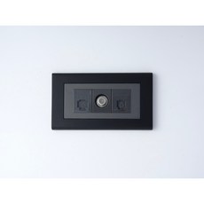 Panasonic國際牌GLATIMA鋅合金曜黑框開關插座面板蓋板【快速出貨】, 1個, 網路加電視加電話插座（灰