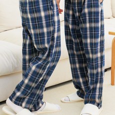 커플 남여공용 체크 파자마 밴딩 바지