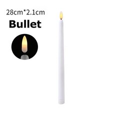 1/6Pcs 긴 LED 양초 Flameless 지적 촛불 조명 배터리 구동 촛불 램프 깜박이는 촛불 라이트 파티 크리스마스 장식, A (White), 1Pcs