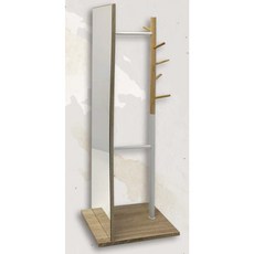 寵傢好 木紋全身鏡移動式掛衣架 台灣製 衣帽架 吊衣鏡, 漂流木/白