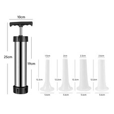 스테인레스 스틸 소시지 Stuffer 육포 총 Manaul 고기 주사기 집에서 만든 수제 도구 작은 필러, 01 Stainless Steel, 1개
