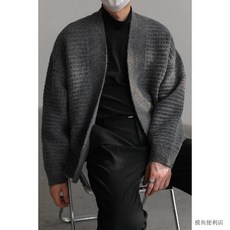 針織衫外套 秋冬高級感潮牌簡約百搭開衫毛衣男士寬鬆夾克 (臺灣出貨)