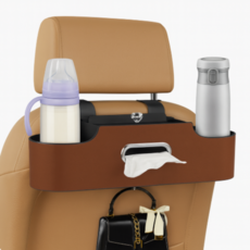 자동차 뒷자석 보관함 컵홀더, 브라운, 1개