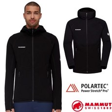 MAMMUT 長毛象 男 保暖抗風 連帽刷毛外套 Polartec Aconcagua 黑色