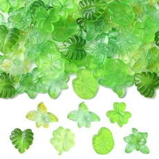 Stiesy 100피스 모조 초콜릿 슬라임 레진 참 3D 현실적인 디저트 테마 플랫백 장식 폰 케이스 DIY 네일 아트 주얼리 제작 스크랩북 장식용, Green Leaf-7 스타일-70개