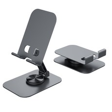 DFMEI 鋁合金手機支架印製logo桌面手機架摺疊旋轉全金屬平板支撐架刻字, 1個, K96槍色-200克:100個起激光單價包郵