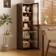 SeekFun 도어형 다층 수납장 거실장 책장 다용도 튼튼한 정리대 진열장 거실 서재, 6단, 우드