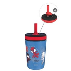 Zak Designs 디즈니 프린세스 켈소 유아용 컵 여행 또는 가정용 355ml(12온스) 진공 단열 스테인리스 스틸 빨대 컵 누출 방지 디자인 아동용 (아리엘 벨, Spiderman