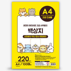 영진 그림그리기 백상지 a4 100매 220그램 상장용지 문서표지 차, 본상품