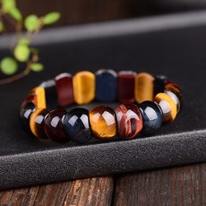 紅金藍虎眼石手鍊手排 天然虎睛石手環 多彩色木變石手排 男款異型珠手排